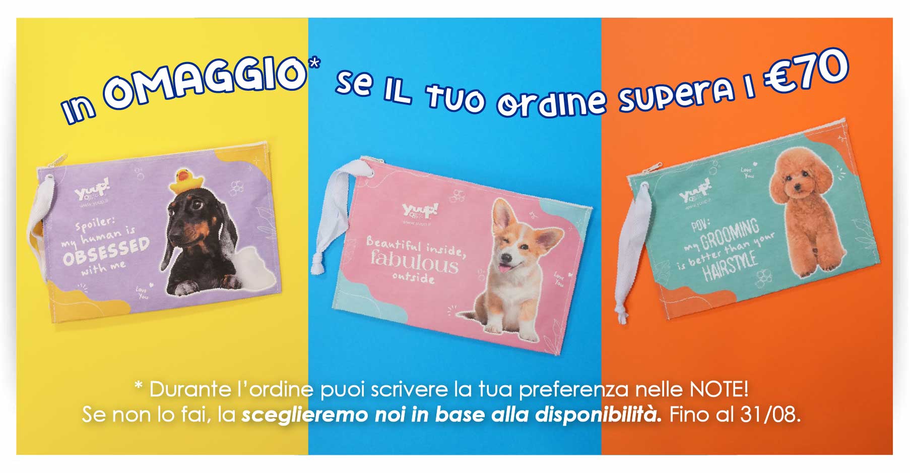 pochette in omaggio con ordine superiore a 70€